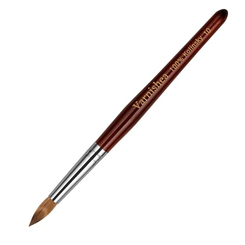 Brown 10# Acrylic Nail Brush with Solid Wood Handle - Professional Manicure Tool