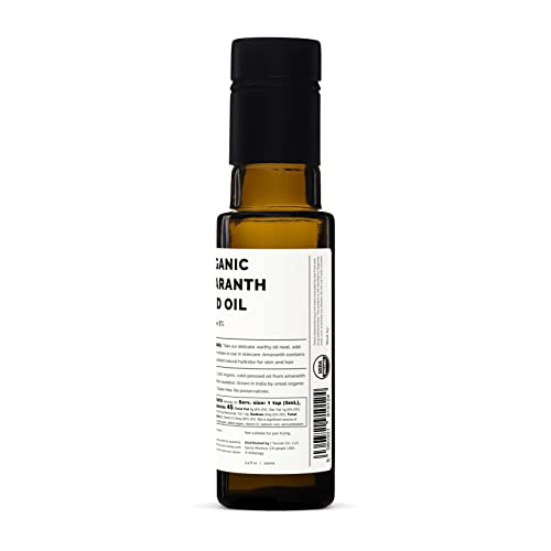 Erbology Organic Amaranth Oil 3.4 fl oz - Cold-Pressed - Rich in Squalene (8%) and Vitamin E (580% RI) - Regenerate and Nourish - No Additives or Preservatives - Sustainably Sourced - Vegan - GMO-Free