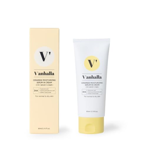 V¡¯anhalla Ceramide Moisturizing Serum in Cream 2.70fl.oz. | Vegan, Deep moisturizing, Nourishing, Glow skin. Daily facial moisturizer with Ceramide NP, 3 types of Hyaluronic acids, Panthenol