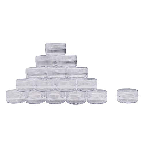 100 Pack Clear Plastic Cosmetic Jars - 10g Makeup & Nail Powder Containers