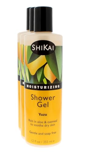 ShiKai Daily Moisturizing Shower Gel - Yuzu 12oz Pack of 3 - Aloe Vera & Oatmeal for Dry Skin Relief
