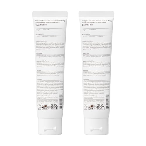 Sun Bum Curls & Waves Styling Cream Pack of 2 - 5 Fl Oz Each - Curl Defining Frizz Control