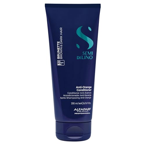Alfaparf Milano Semi Di Lino Anti Orange Blue Conditioner Brown, Chestnut & Dark Hair - Color Safe Conditioner for Damaged Hair - Sulfate & Paraffin Free (6.76 oz / 200 ml)