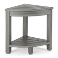 Apolimi Grey HDPE Corner Shower Stool with Storage Shelf, Non-Slip Bath Seat