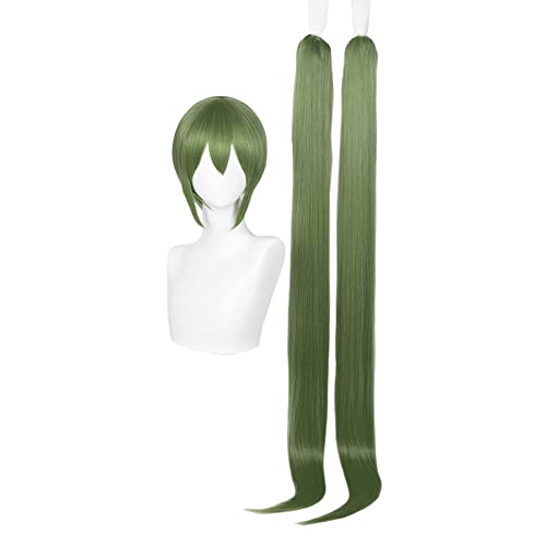 Osseoca Dark Green Long Double Ponytail Wig for Cosplay & Daily Wear