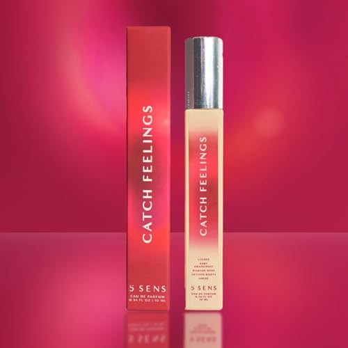 5 SENS Catch Feelings Eau de Parfum Travel Spray 0.34 Fl Oz - Warm Floral Fragrance with Lychee & Rose, Vegan & Cruelty-Free