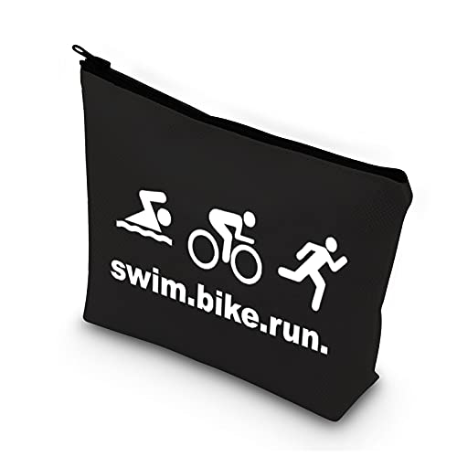 BDPWSS Triathlon Gifts Swim Bike Run Cosmetic Makeup Bag Travel Pouch For Women Triathlete Inspirational Gift Triathlon Lover Gift (swim bike run bl)