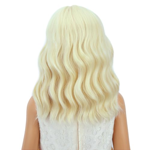 Edivd Platinum Blonde Kid Girl Wig Short Wavy Curly Heat-Resistant Synthetic Hair