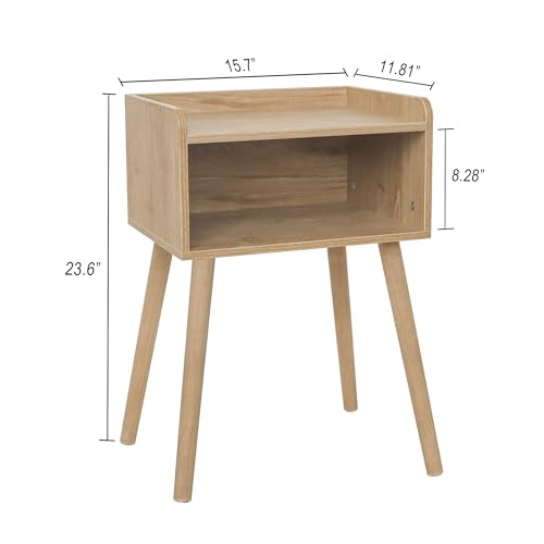 MaxSmeo Set of 2 Rustic Walnut End Tables - Mid Century Side Tables with Storage