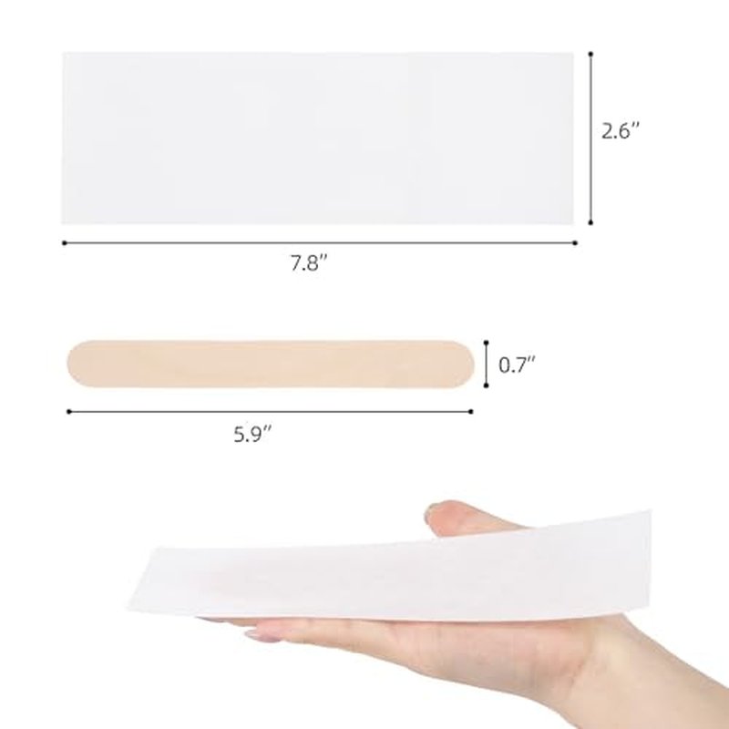 200 Pcs Large Non Woven Wax Strips and 50 Pcs Wooden Wax Sticks Kit, Body and Facial Hair Removal Waxing Strips Soft Waxing Paper Sheets