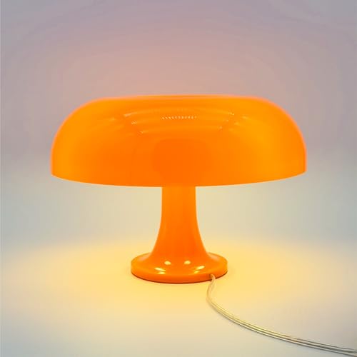 Orange Mushroom Table Lamp for Room Aesthetic - Retro Mid Century Lighting