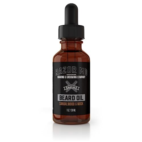 Razor MD Natural Beard Oil for Men with Fast Absorbing Formula and Non-Greasy Finish, Sandalwood Scent, 1oz