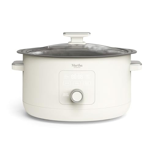 8 Qt Slow Cooker with Ceramic Nonstick Crock - Linen Cream - Programmable & Removable Bowl