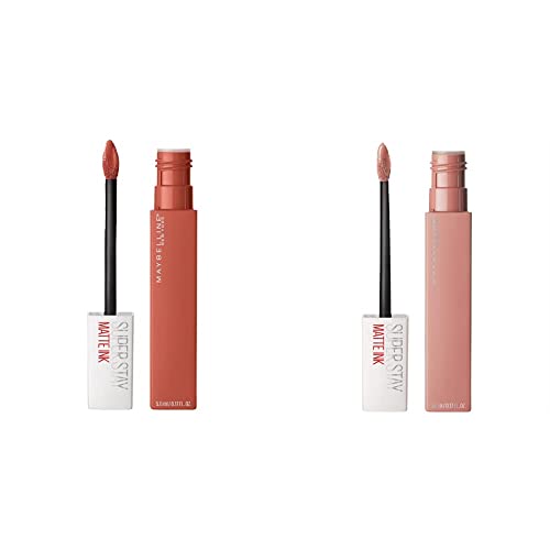 Long Lasting Matte Lipstick Duo - 16H Wear Liquid Lipsticks in Light Pink Beige & Nude Brown