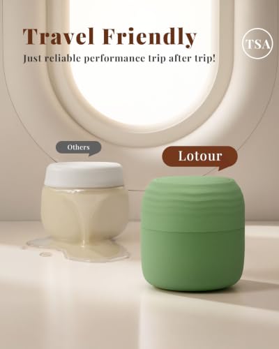 Lotour Matcha Green Travel Toiletry Containers 6-Pack - Full Routine Set with Labels