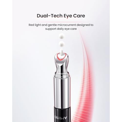 AMIRO 2 in 1 Red Light Eye Cream with Built-In Microcurrent Massager, PDRN Peptide Under Eye Treatment for Puffy, Tired-Looking Eyes, Hydrated & Firmer-Looking Skin, 1.06 oz
