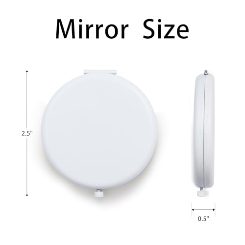 Compact Mirror, Pocket Travel Makeup Mirror for Purse, Metal Round Shell, 2-Sided 1X/2X Magnifying, Portable, Folding, Handheld, White,18 Pack