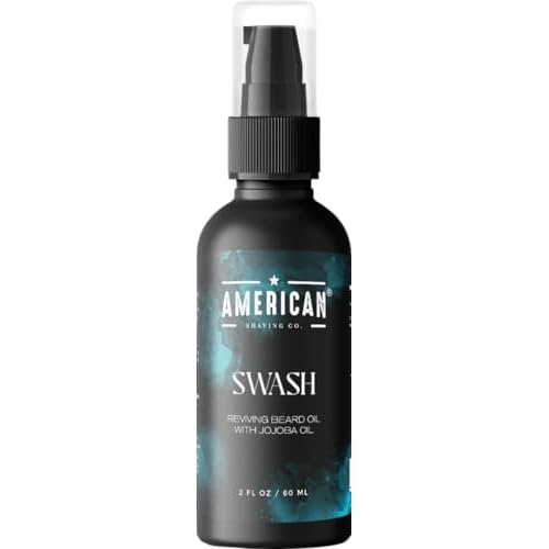 American Shaving Co. Swash Beard Oil for Men | Made With Jojoba Oil | Lightweight, Non-Greasy Beard Conditioner & Softener | Natural Oil for Thicker Beard | Beard care products for men | Made in USA