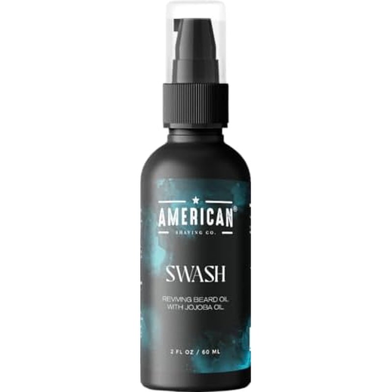 American Shaving Co. Swash Beard Oil for Men | Made With Jojoba Oil | Lightweight, Non-Greasy Beard Conditioner & Softener | Natural Oil for Thicker Beard | Beard care products for men | Made in USA