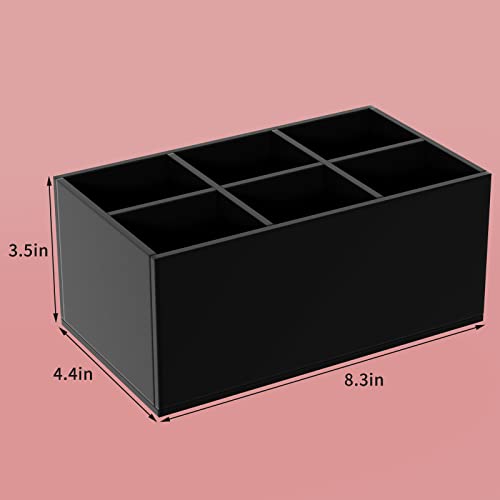 HIIMIEI Black Makeup Brush Holder Organizer Acrylic 6-Slots Cosmetic Brushes Storage Organizer for Vanity Countertop