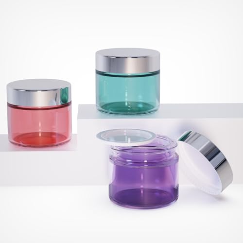 12 Pack Small 2oz Glass Jars with Lids for Cosmetics & Travel - Multicolor
