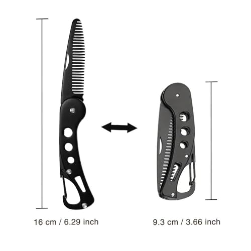 Stainless Steel Folding Beard Comb, Portable Multifunction Anti Static Comb for Men Mustache Styling