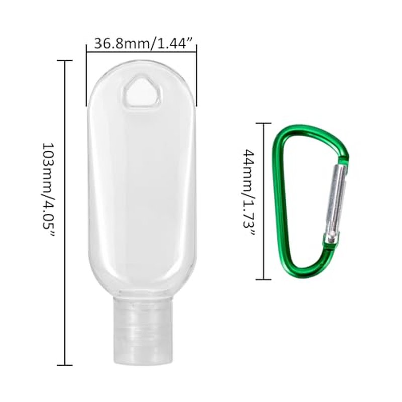 50 PCS Travel Size Bottles with Hand Sanitizer Keychain, 1 OZ (30ML) Refillable Squeeze Containers for Backpack, Portable Plastic Small Empty Leakproof Bottles