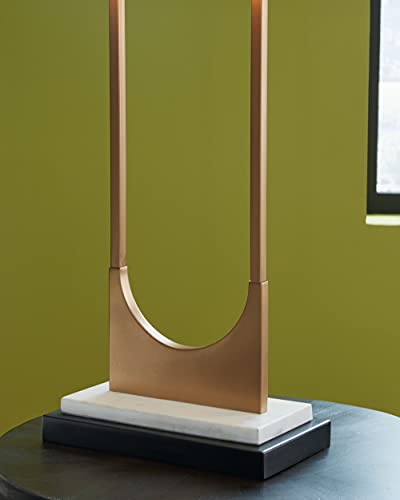 Signature Design by Ashley Modern Tall Marble Table Lamp - Black Brass Finish