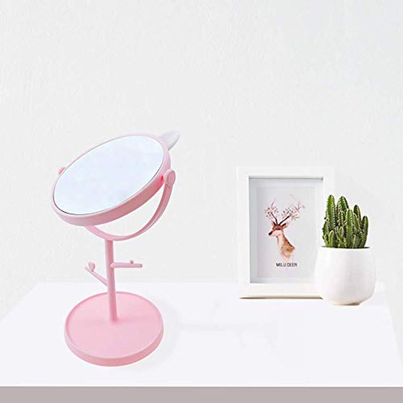 Desk Mirror in Cute Cat Ears Shape-Kawaii &Vanity Mirror for You in Bathroom or Bedroom- Pink