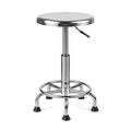 Adjustable Stainless Steel Work Stool - Ergonomic Round Chair with Footrest, Non-Slip Pads, Silver Foot Nail Model