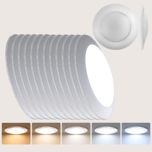 Lunabode 7.5 Inch Dimmable LED Disc Light Fixtures 5CCT White - 12 Pack
