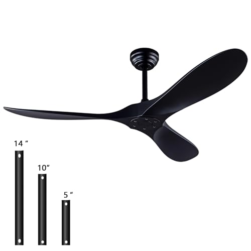 52-Inch Ceiling Fan with Remote - Reversible, Quiet, No Lights, Black