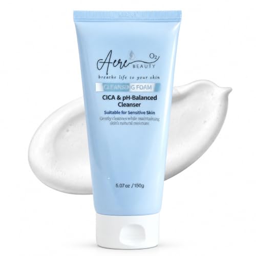 Aere Beauty CICA pH-Balanced Facial Cleanser – Hydrating Gentle Foaming Face Wash for Sensitive Skin, 5.07 Fl Oz