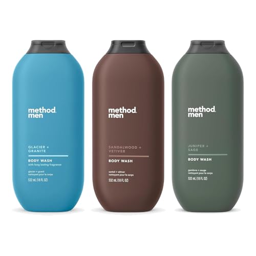 Men's Body Wash Variety Pack - 3 Scents, 18 Fl Oz Each — Glacier, Sandalwood, Juniper