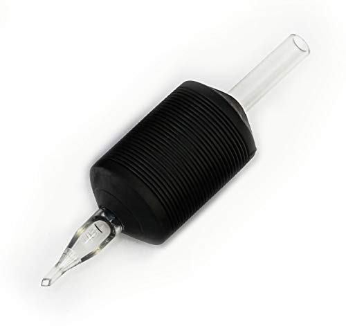 BEZTAT 25mm (1 Inch) Ultra Premium Clear Disposable Tattoo Tube with Black Silicone Grip 3RT - 25 Pack