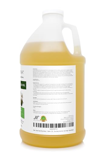 Velona Cotton Seed Oil - 1 Gallon (128 Fl Oz) Cold Pressed Refined Food & Cosmetic Grade - Variation of 128 Ounce Pack