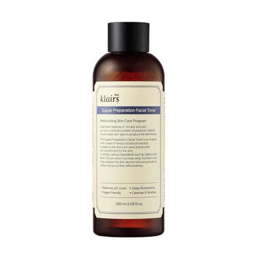DearKlairs Supple Preparation Facial Toner 6.08 Fl Oz - Hydrating, pH-Balancing, Vegan