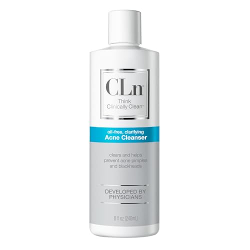 CLn¢ç Acne Cleanser-The Only Cleanser with 0.5% Salicylic Acid Preserved with Sodium Hypochlorite for Clarifying Skin from Blackheads & Breakouts, Oil-Free & Fragrance-Free, 8 fl oz