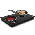 CUSIMAX Double Burner Electric Hot Plate 1800W Ceramic Cooktop Black