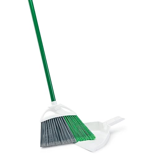 Commercial Angle Broom with Dustpan - 11-Inch Wide, Steel Handle, Pack of 4