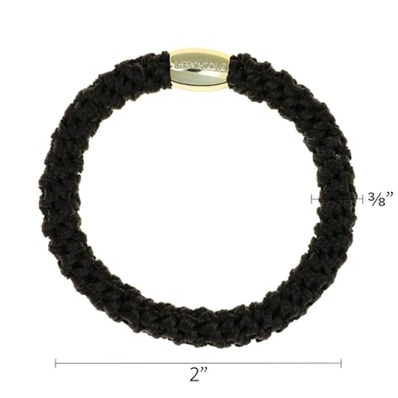 Black Hair Ties with Gold Bead for Thick Hair, Grab & Go Ponytail Holders, 8 Pack, Black | Gold Bead, Thick No-Crease Bands with Strong Hold, Damage-Free Design | L. Erickson
