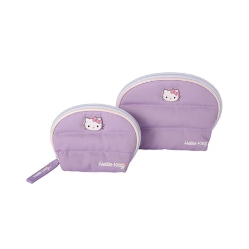SALLY ROSE Sanrio Hello Kitty Makeup Bag Set Official License, Quilted Dome Cosmetic Travel Bags, Cute Make Up Bags