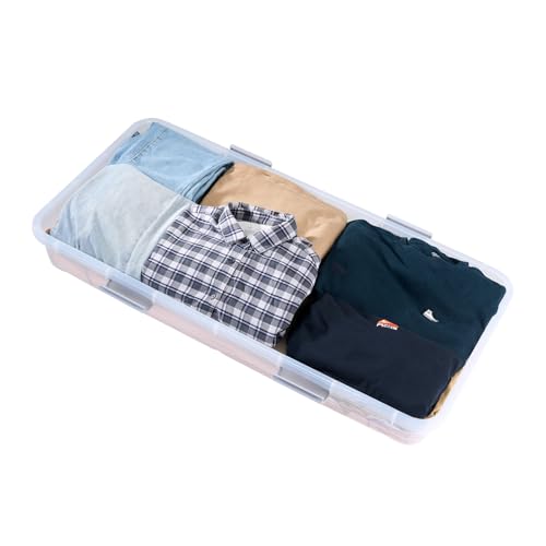 Under Bed Storage Bins with Wheels - Large Capacity Organizer for Shoes Clothes & Toys - 2 Pack