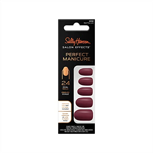 Sally Hansen Salon Effects¢ç Perfect Manicure, Beet Pray Love, Press On Nails, Oval Shaped, Non-Damaging Adhesive Tabs, File, and Alcohol Pad Included