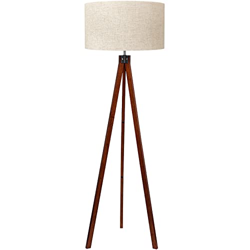 Brown Tripod Floor Lamp - Mid Century Modern Standing Lamp for Living Room