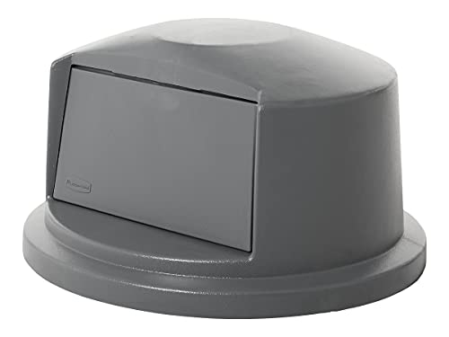 Rubbermaid Commercial 32-Gallon Heavy-Duty Dome Swing Top Trash Lid Gray - Compatible with BRUTE Containers
