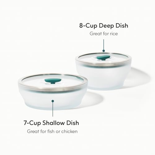 Anyday Kale 4-Piece Microwave Cookware Set with Frosted Glass Lids