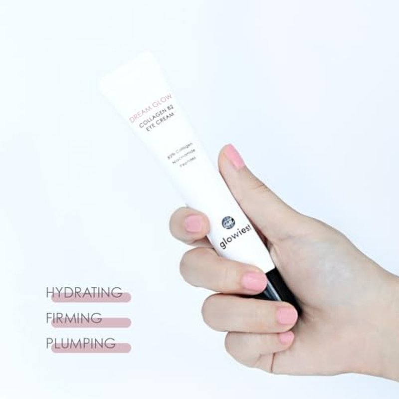 glowiest Dream Glow Collagen 82 Eye Cream- French Collagen eye cream Dark Circle under eye treatment korean eye cream, Glowing Day and Night Care Not Tested on Animals -0.7oz./20g (Pack of 2)