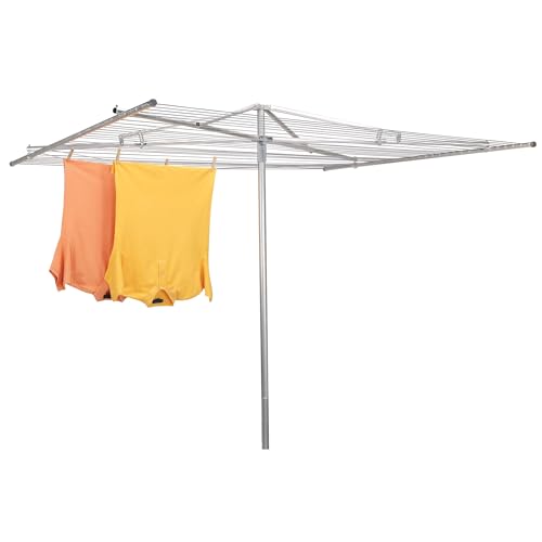 Outdoor Umbrella Drying Rack with 30 Vinyl Lines - Aluminum, 84x72x72 Inches, Silver, Variation of THIS listing