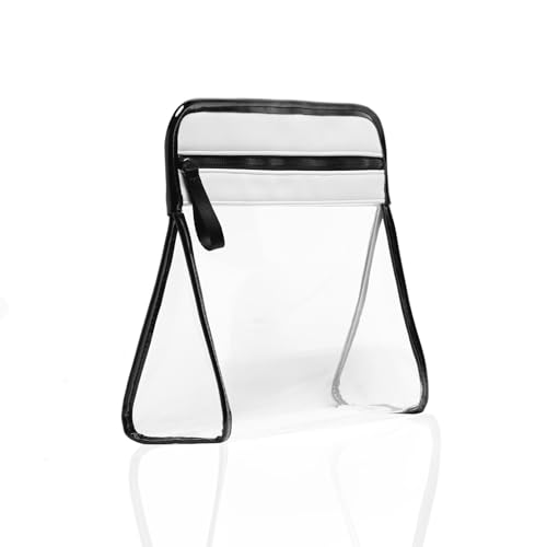 ZOOX Clarity, Luxury Toiletry Cosmetic Bag & Jetset Case w/ Clear See-Thru Window, Travel TSA-Friendly (Ivory, Pouch, Large)
